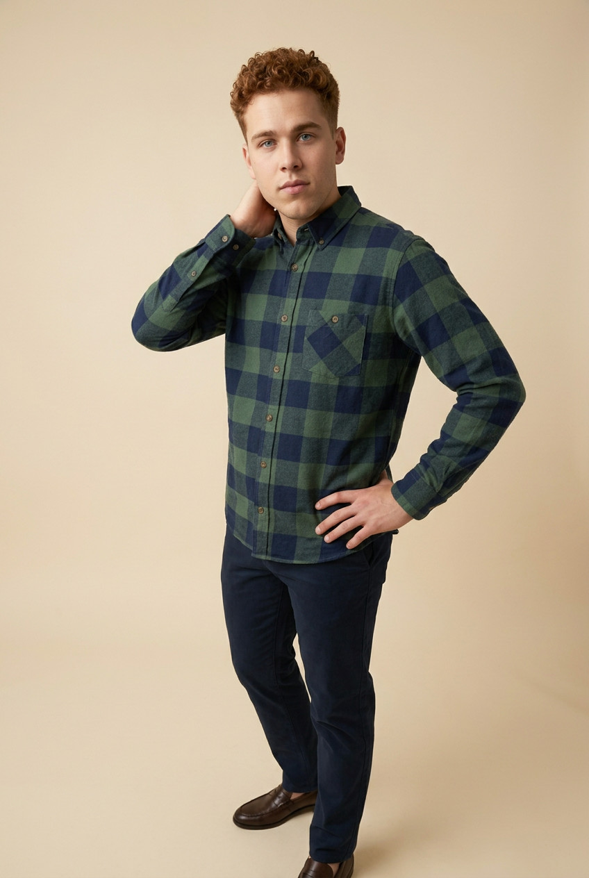 Field and Stream Green/navy buffalo/tartan Plaid Flannel XL Shirt