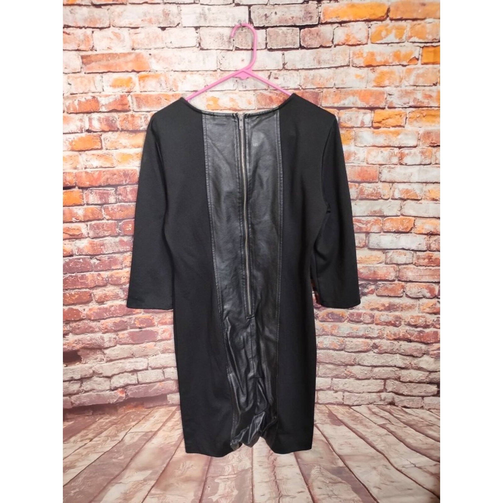 New York & Company Womens M Black Faux Leather Dress