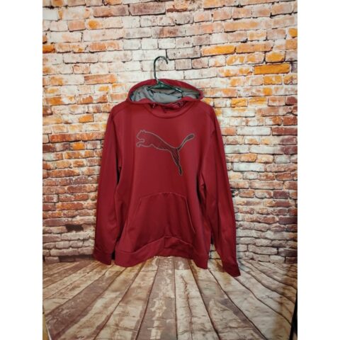 Puma Mens Red Pullover Hoodie Size L Classic Logo
