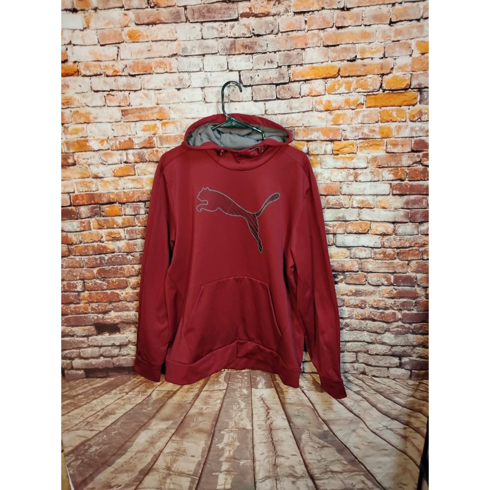 Puma Mens Red Pullover Hoodie Size L Classic Logo