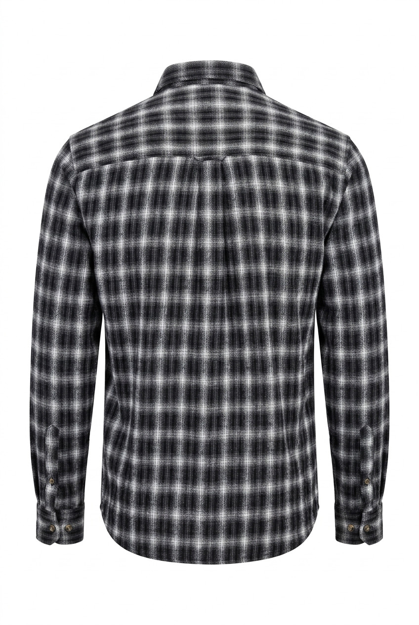 Field and Stream Flannel Shirt Mens Large Black Gray White Ombre Plaid Button Up