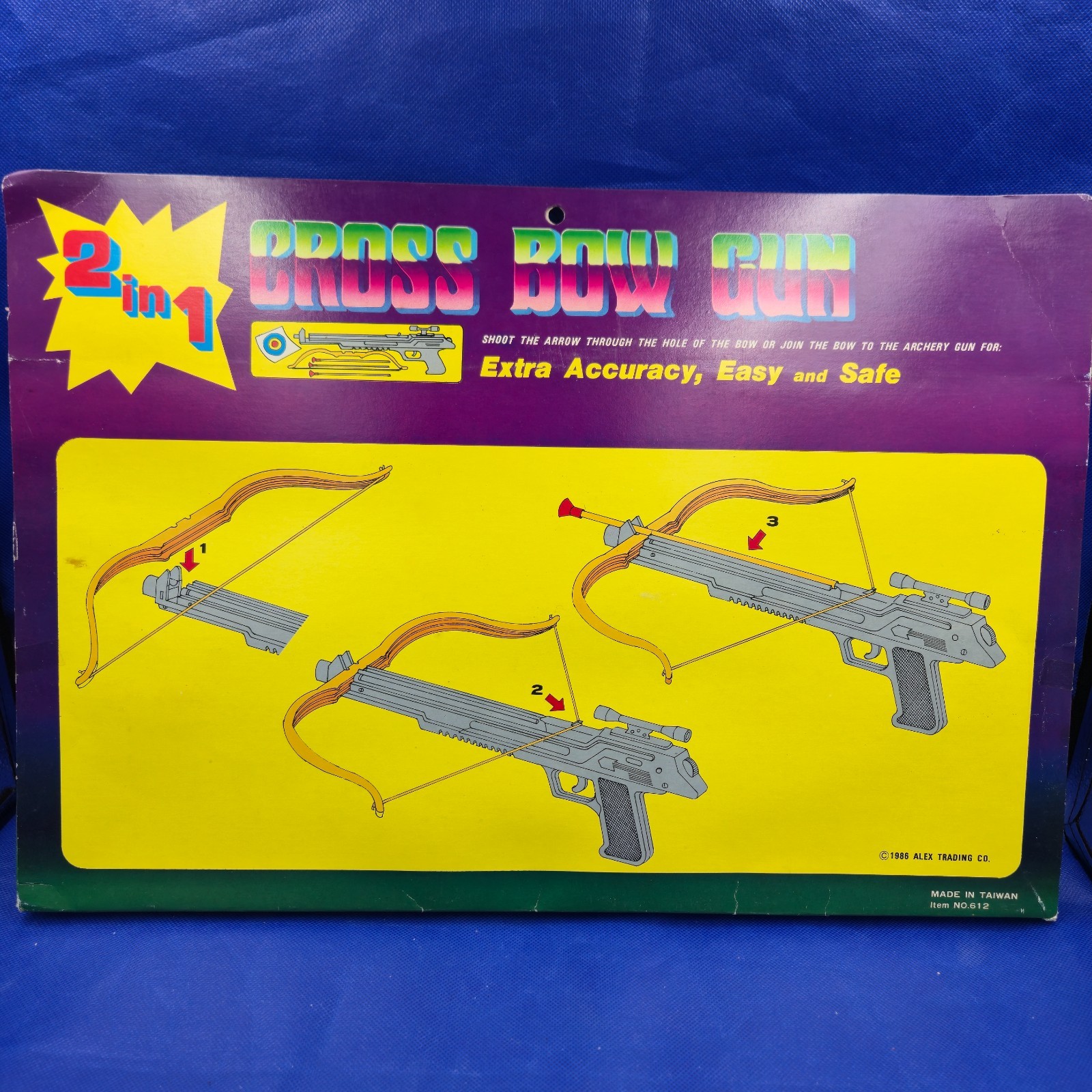Vintage 1986 2-in-1 Cross Bow Gun Toy | Alex Trading | Taiwan | Sealed