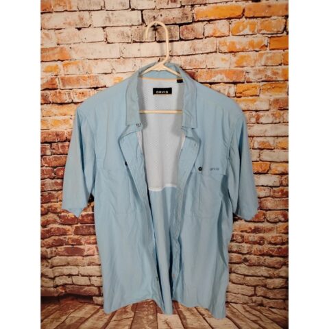 Orvis Caster Shirt Men’s Size M Light Blue Short Sleeve Vented Fishing Shirt