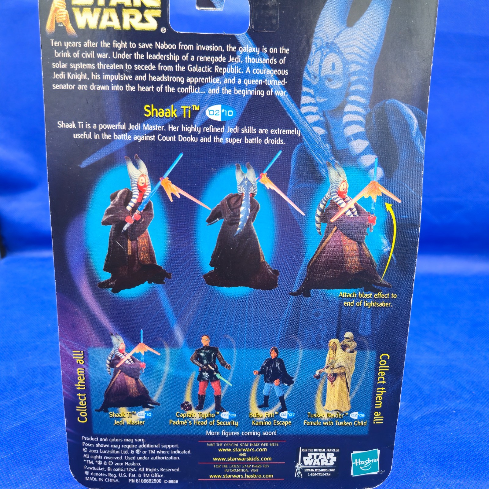 2002 Star Wars AOTC Shaak Ti Jedi Master #10 SEALED MOC Togruta Council Hasbro