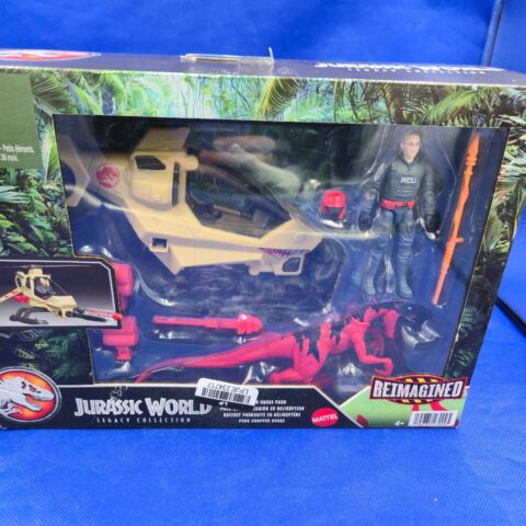 Jurassic World Chopper Chase Pack Atrociraptor Pilot Mattel Legacy Set Box