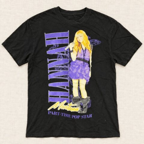 Hannah Montana Graphic T Shirt M Black Disney Miley Cyrus Pop Star Tee
