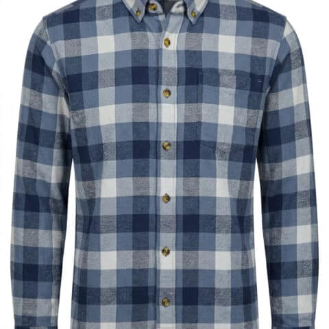 Buckhorn River Flannel Shirt Mens Medium Blue Gray Plaid Classic Fit Button Up