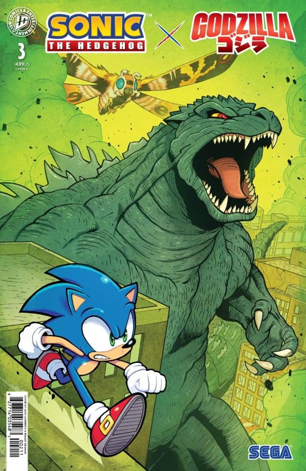 Sonic the Hedgehog x Godzilla #3 comic book cover